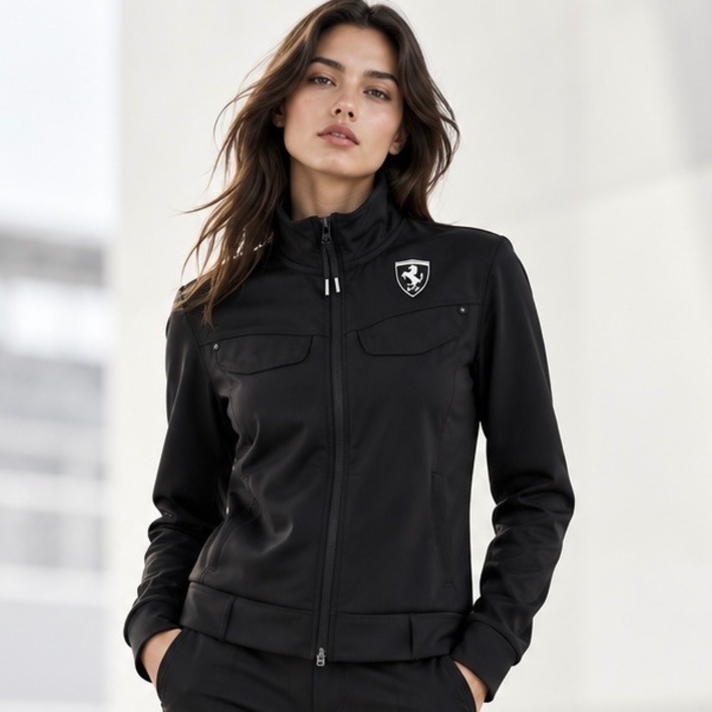 2013 PUMA x Scuderia Ferrari Black Utility Jacket F1 Racecore Womens M EUC